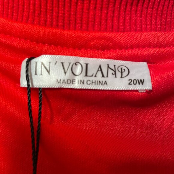 IN'VOLAND NWT Red Sequin Jacket Long Sleeve Knit Band Full Zipper Size 20W - Picture 8 of 9